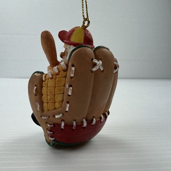 Vintage Baseball Santa Ornament Santa Holding Bat in Glove Chair Sports Xmas - Picture 2 of 11